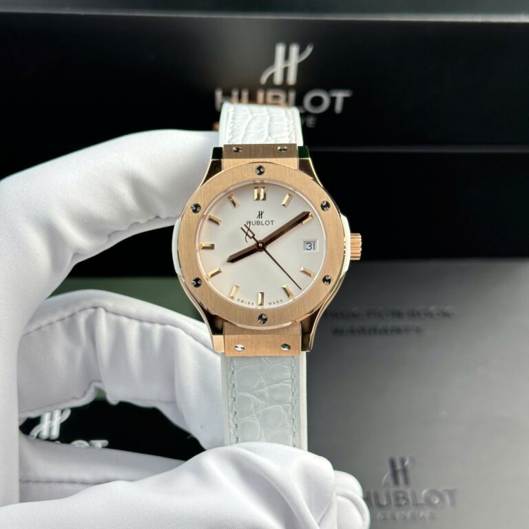 Hublot Classic Fusion 33mm King Gold (HB Factory Super Clone) White Dial – Women’s Replica Watch