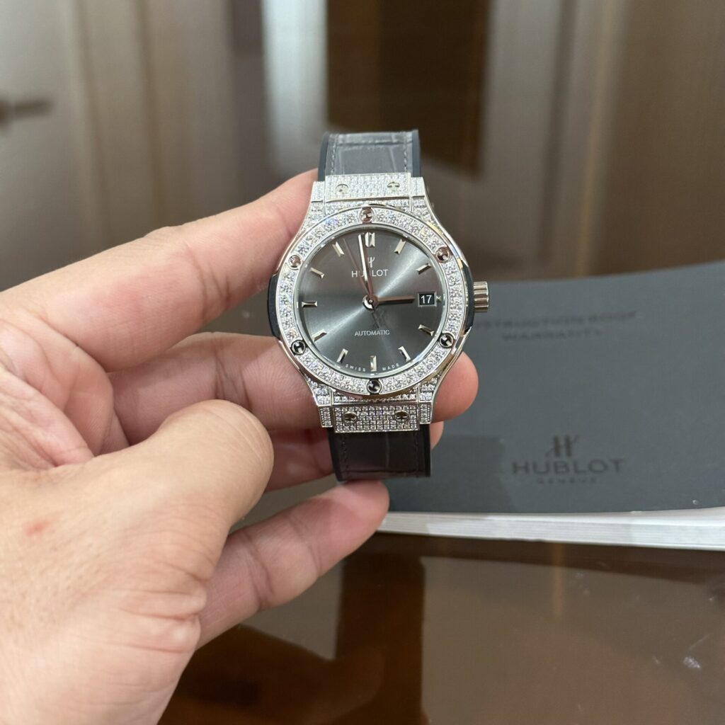 Hublot Classic Fusion 38mm (HB Factory Super Clone) Grey Dial with Diamond Bezel