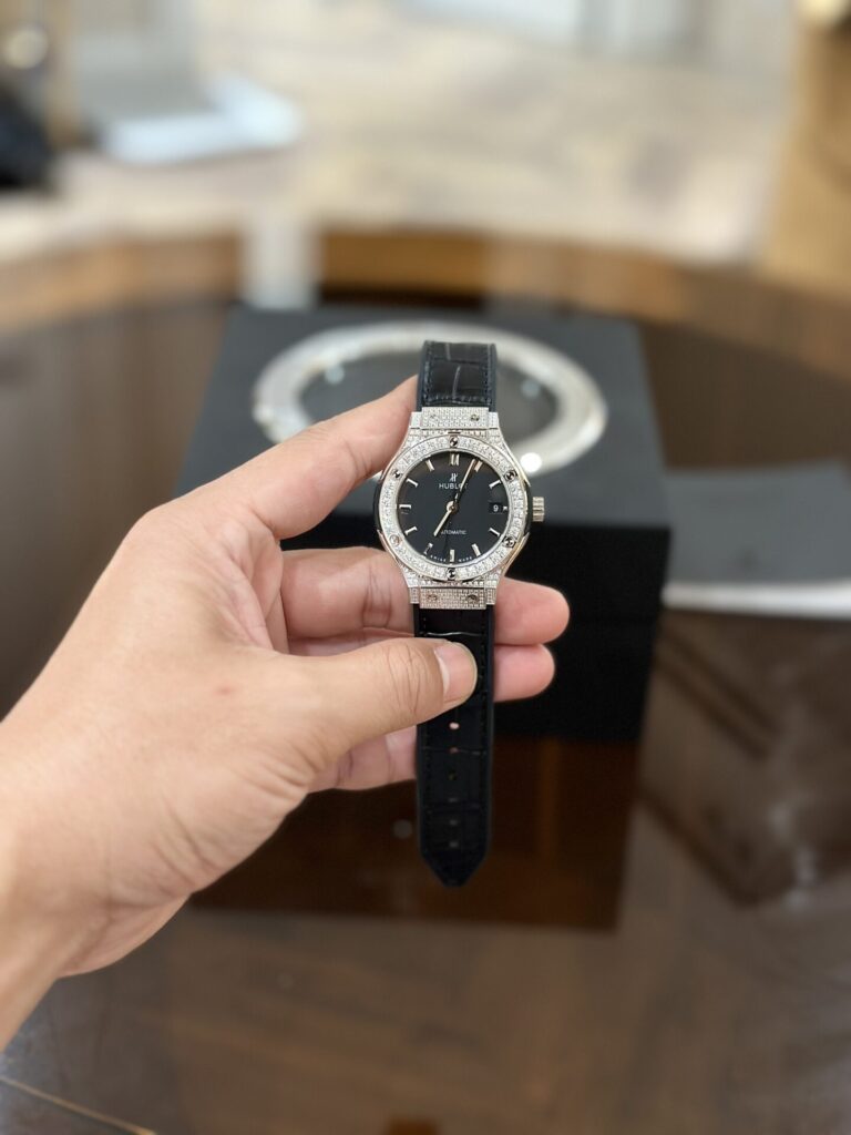 Hublot Classic Fusion 38mm (HB Factory 1:1 Super Clone) Diamond Bezel – Black Dial