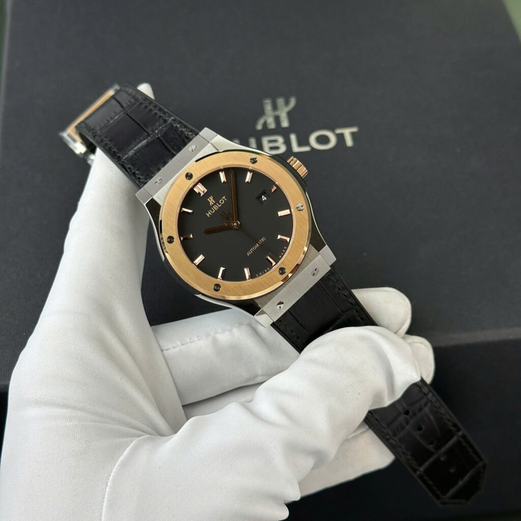 Hublot Classic Fusion 42mm King Gold Bezel (Super Clone) Black Dial – SC-HUBLOTC-12599
