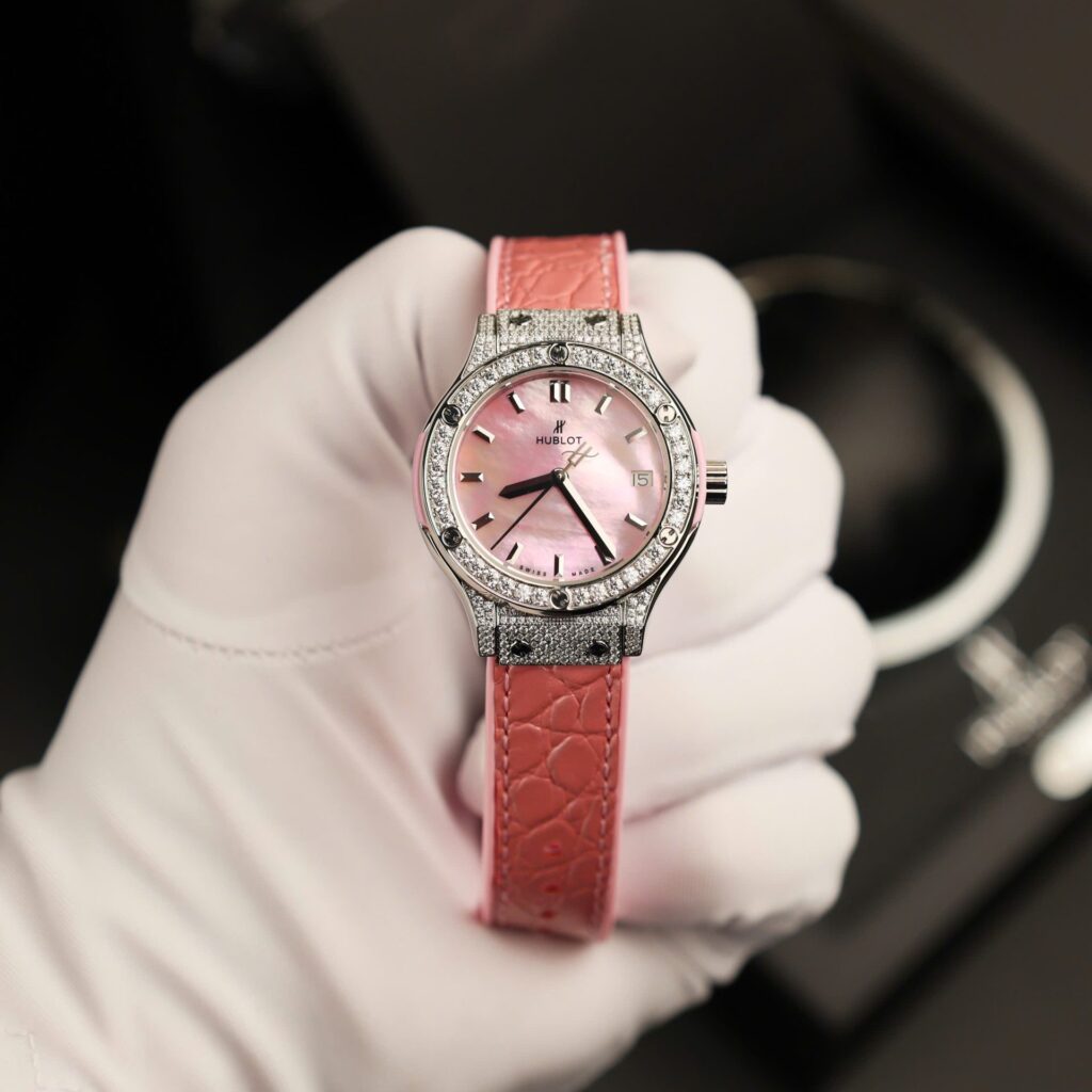 Hublot Classic Fusion 33mm (Super Clone) Mother of Pearl Dial with Moissanite Diamonds