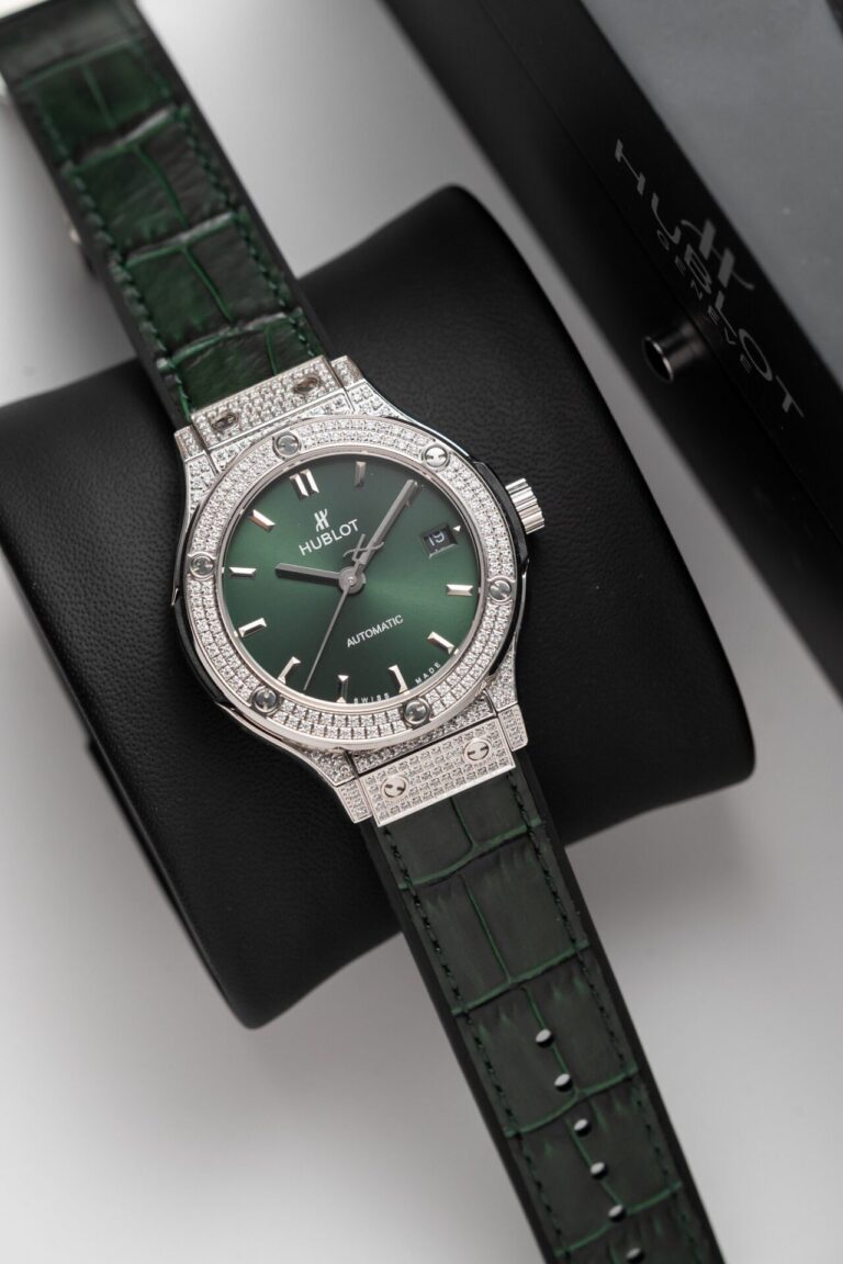 Hublot Classic Fusion Titanium 38mm (Super Clone) Green Full Diamond – SC-HUBLOTC-12856
