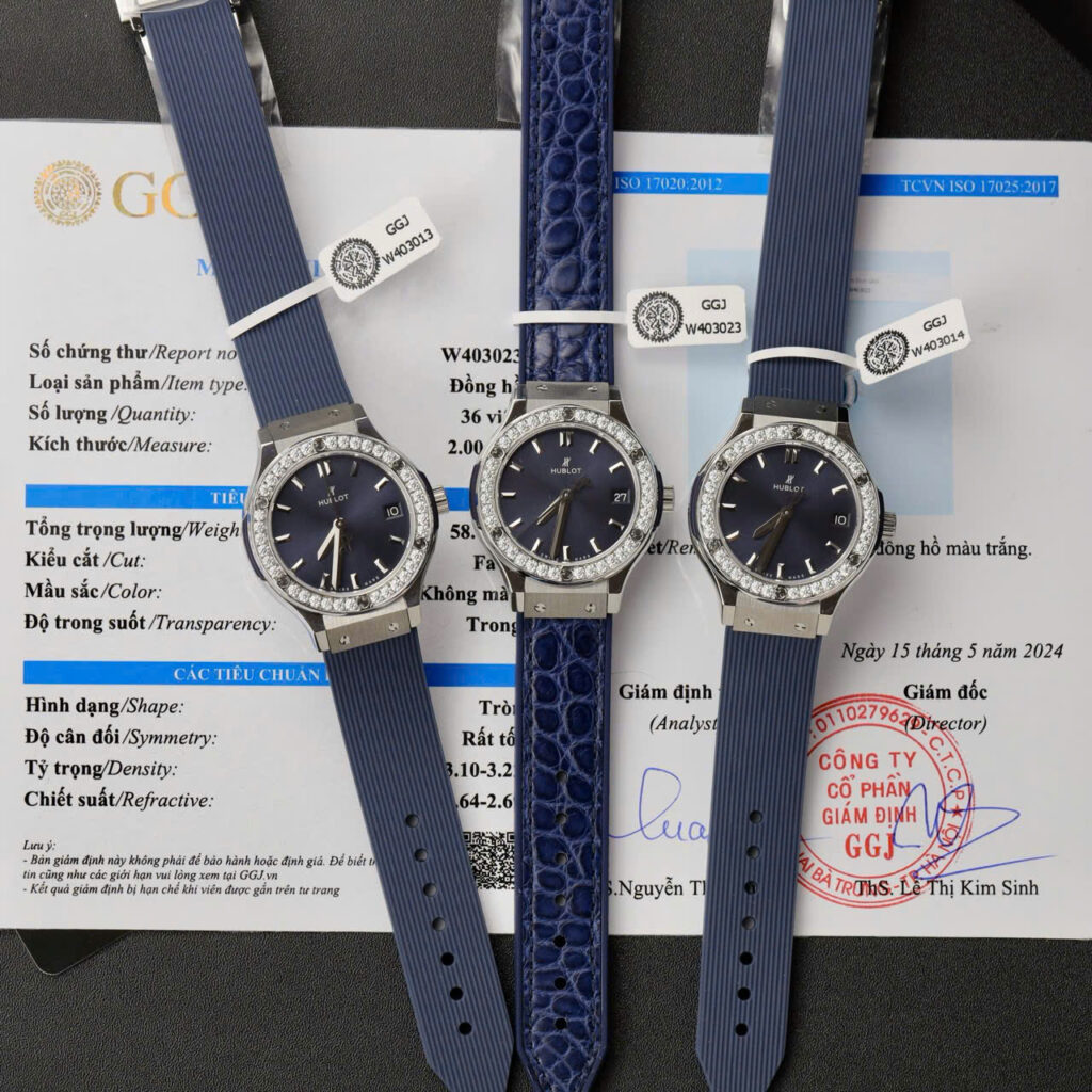 Hublot Classic Fusion 33mm Titanium (Super Clone) Blue Dial with Custom Moissanite Diamonds