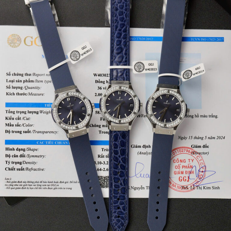 Hublot Classic Fusion 33mm Titanium (Super Clone) Blue Dial with Custom Moissanite Diamonds