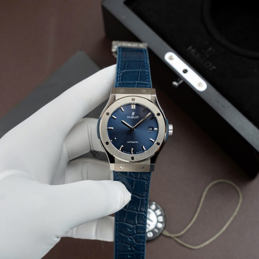 Hublot Classic Fusion Titanium 42mm (Super Clone) Blue Dial on Crocodile Leather Strap – SW300 Movement