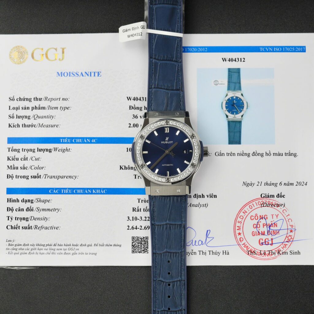 Hublot Classic Fusion Titanium 42mm (Super Clone) Blue Dial Custom Moissanite Diamonds
