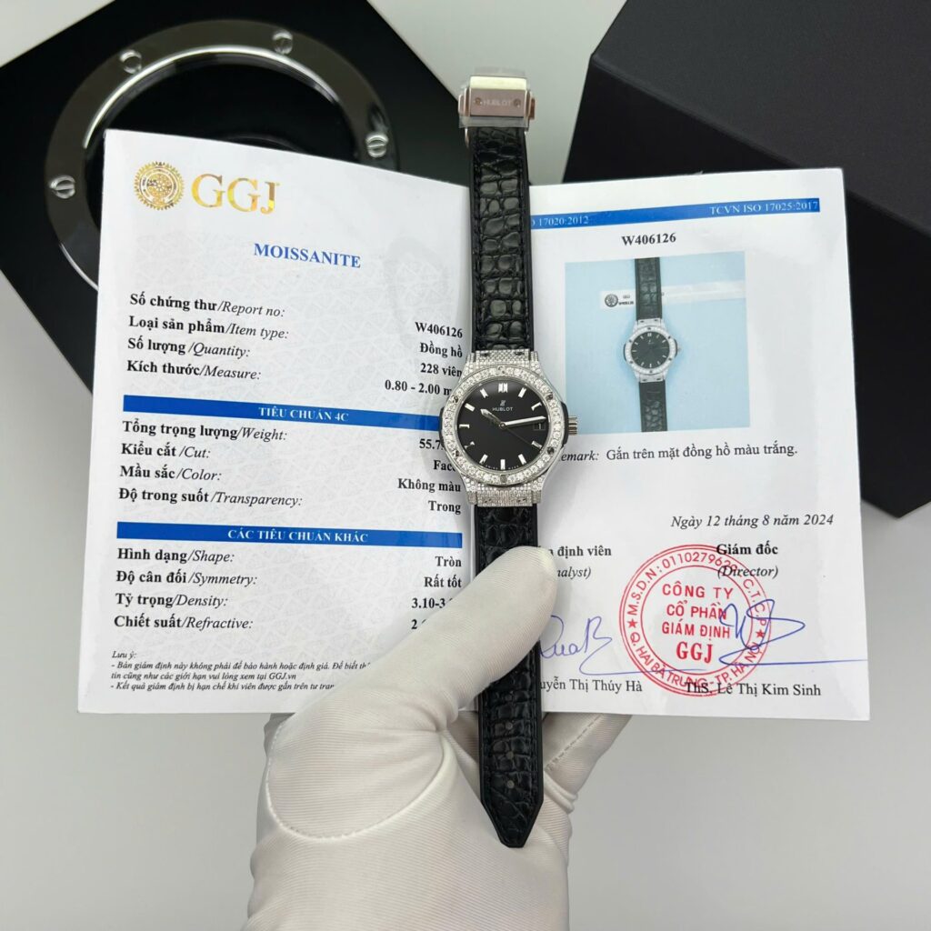 Hublot Classic Fusion 33mm Titanium (Super Clone) Black Custom Moissanite Diamonds