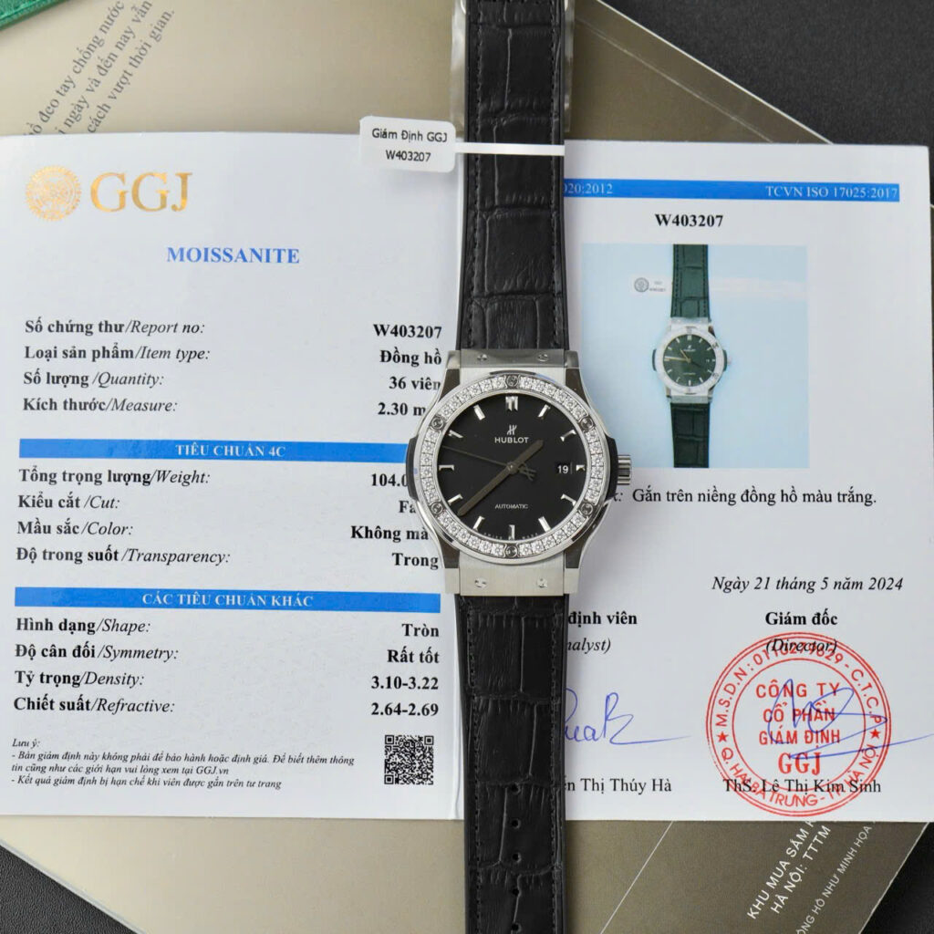 Hublot Classic Fusion Titanium 42mm (Super Clone) Black Dial with Custom Moissanite Diamonds