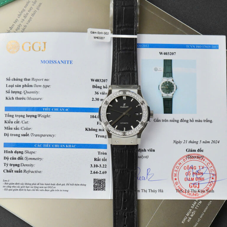 Hublot Classic Fusion Titanium 42mm (Super Clone) Black Dial with Custom Moissanite Diamonds