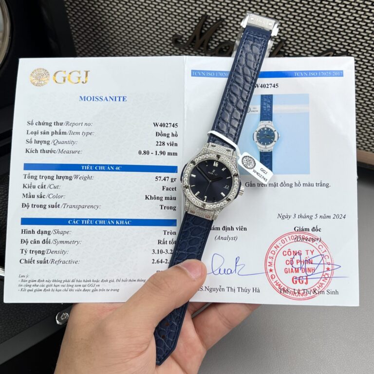Hublot Classic Fusion 33mm (Super Clone) Custom Blue Dial with Moissanite Diamonds