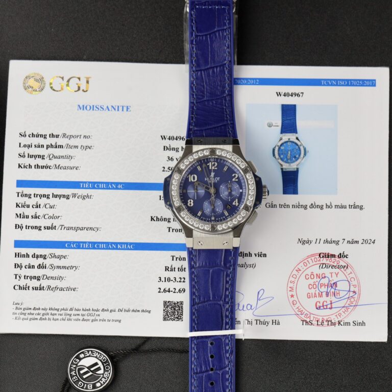 Hublot Big Bang Chronograph 44mm Custom Moissanite Diamonds (Super Clone) – Blue Dial