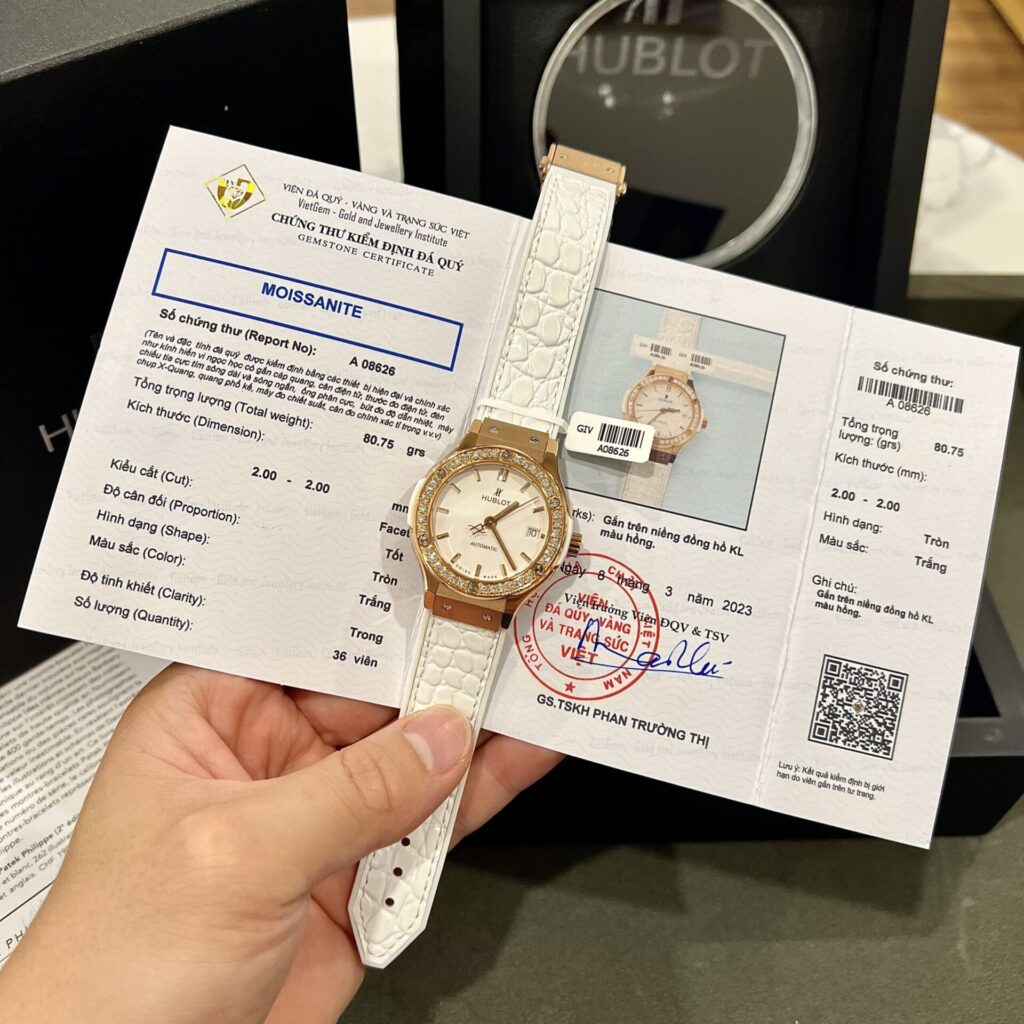 Hublot Classic Fusion King Gold 38mm (Super Clone) White Dial with Custom Moissanite Diamonds