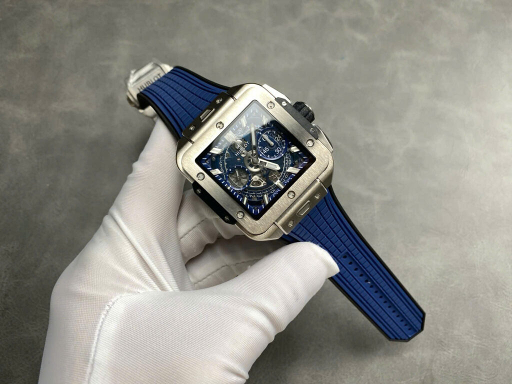 Hublot Square Bang Unico 42mm Titanium (BBF Super Clone) Blue Rubber Strap – Super Clone