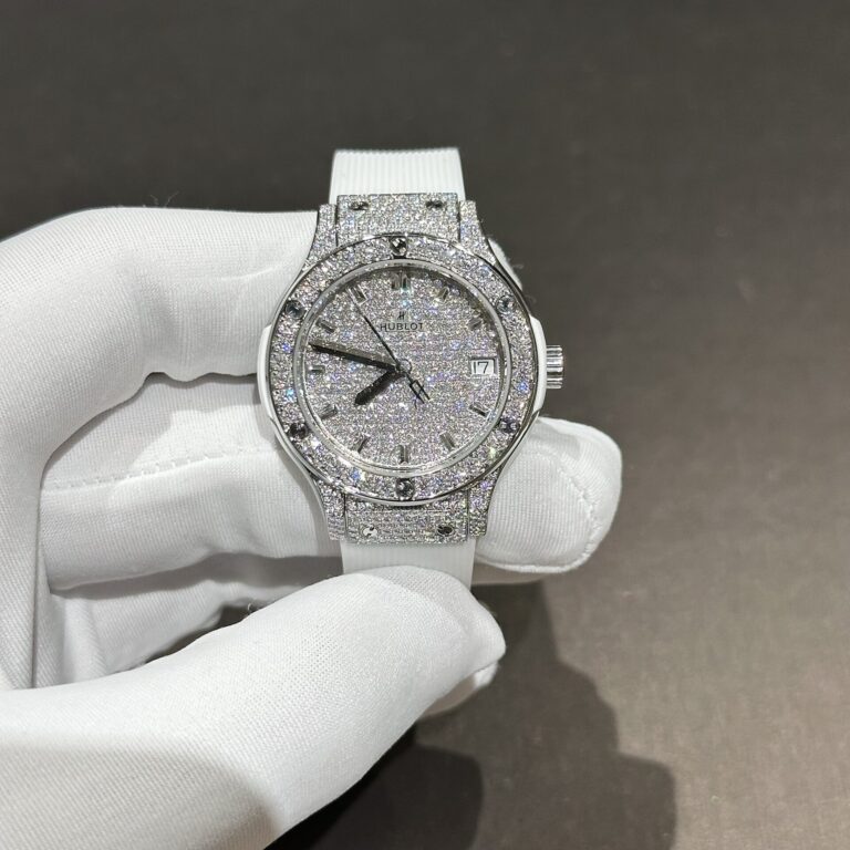 Hublot Classic Fusion 33mm (Best Super Clone) White Full Moissanite Diamonds
