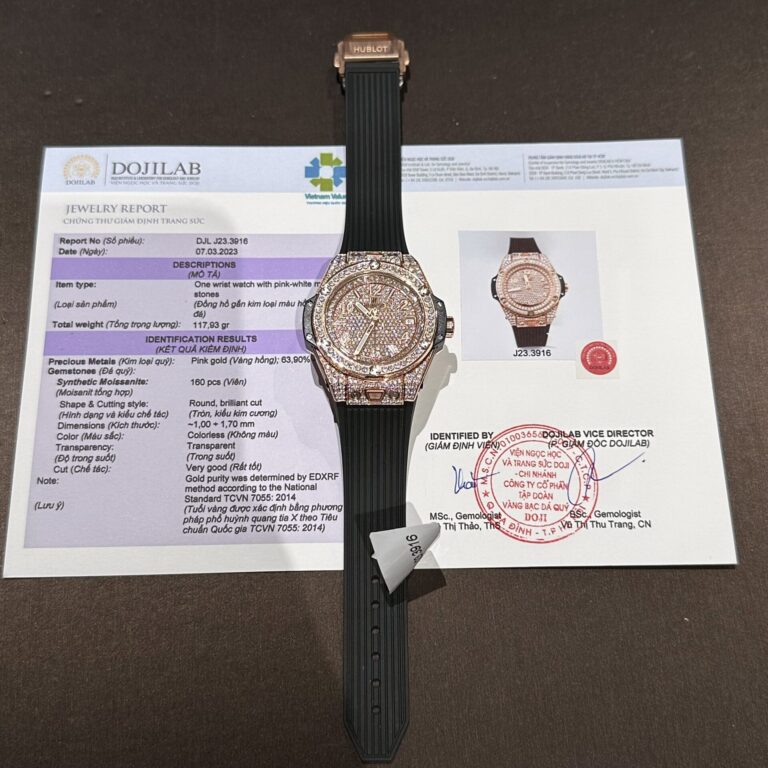 Hublot One Click 39mm Gold Wrapped (Super Clone 1:1) with Full Moissanite