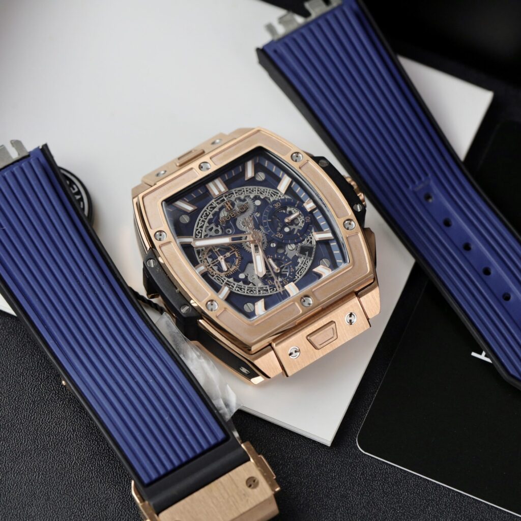 Hublot Spirit of Big Bang 42mm King Gold Dial (Super Clone) – Blue Rubber Strap