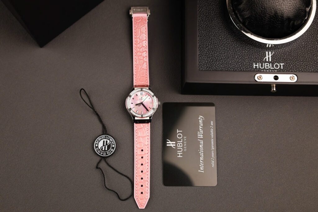 Hublot Classic Fusion 33mm (Super Clone) Mother of Pearl Pink Dial with Moissanite Diamonds