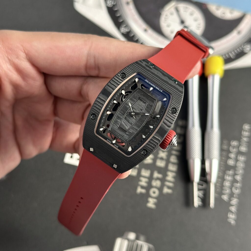Richard Mille RM07-01 32x46mm Black Carbon (Super Clone) on Rubber Strap