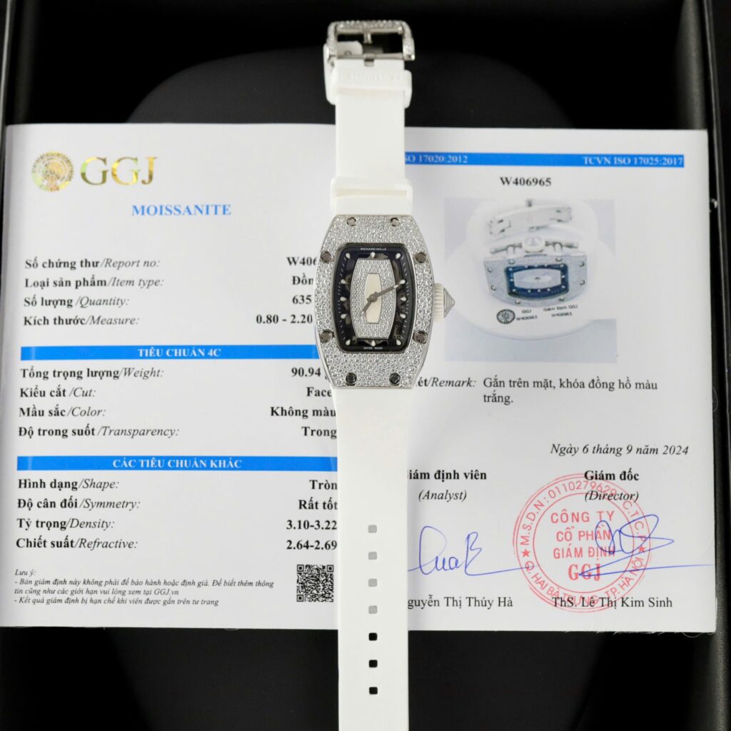 Richard Mille RM007 36mm Custom Full Moissanite Diamonds (Super Clone) – White Dial