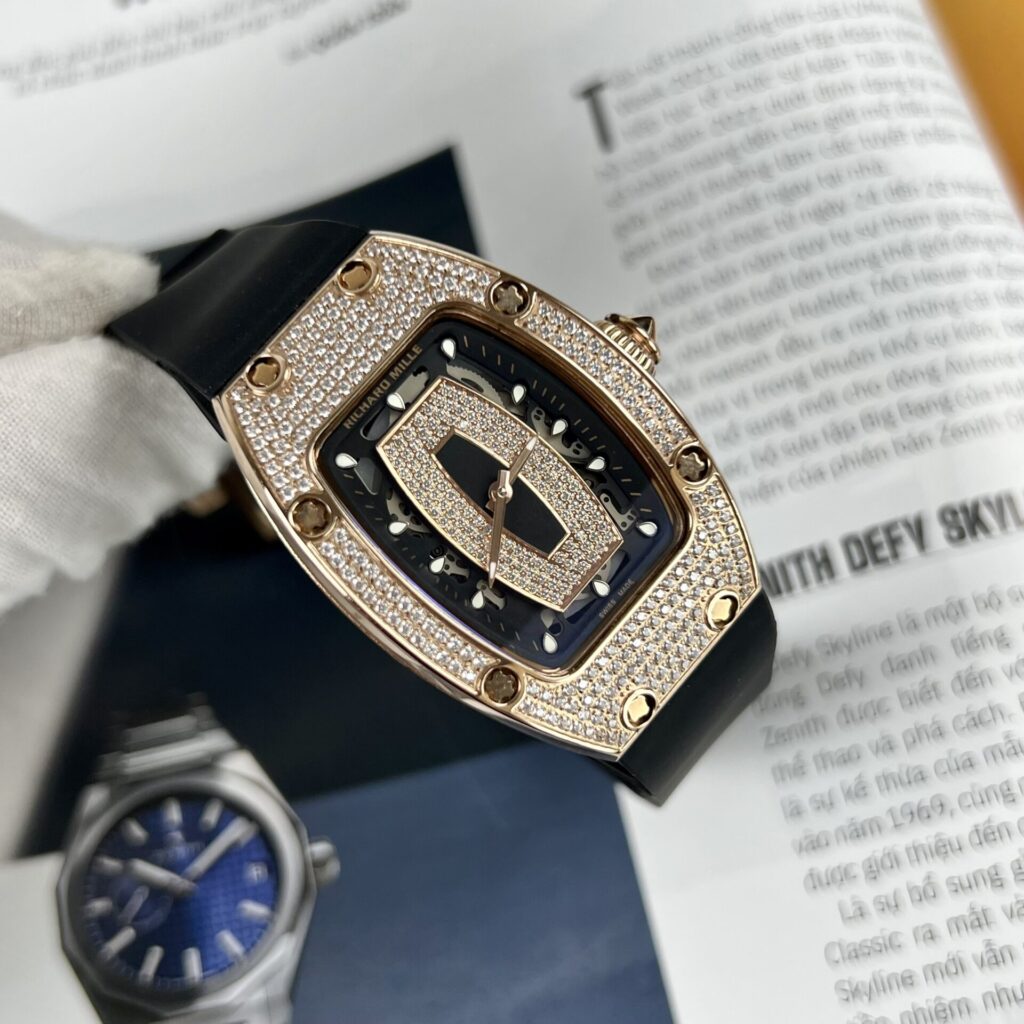 Richard Mille RM007 36mm Rose Gold with Full Stone (Super Clone 1:1) – Luxury Edition