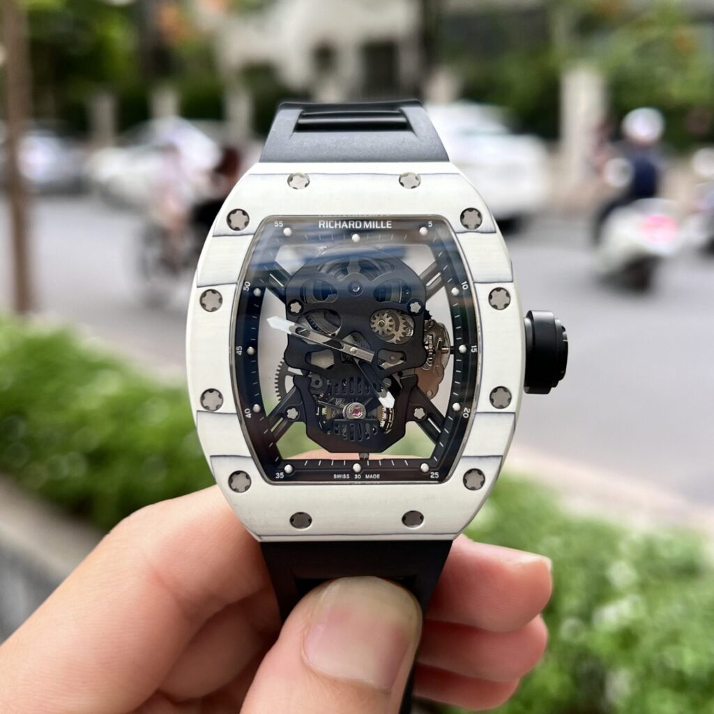 Richard Mille RM052 Tourbillon Skull 43mm Carbon (Super Clone) on Rubber Strap