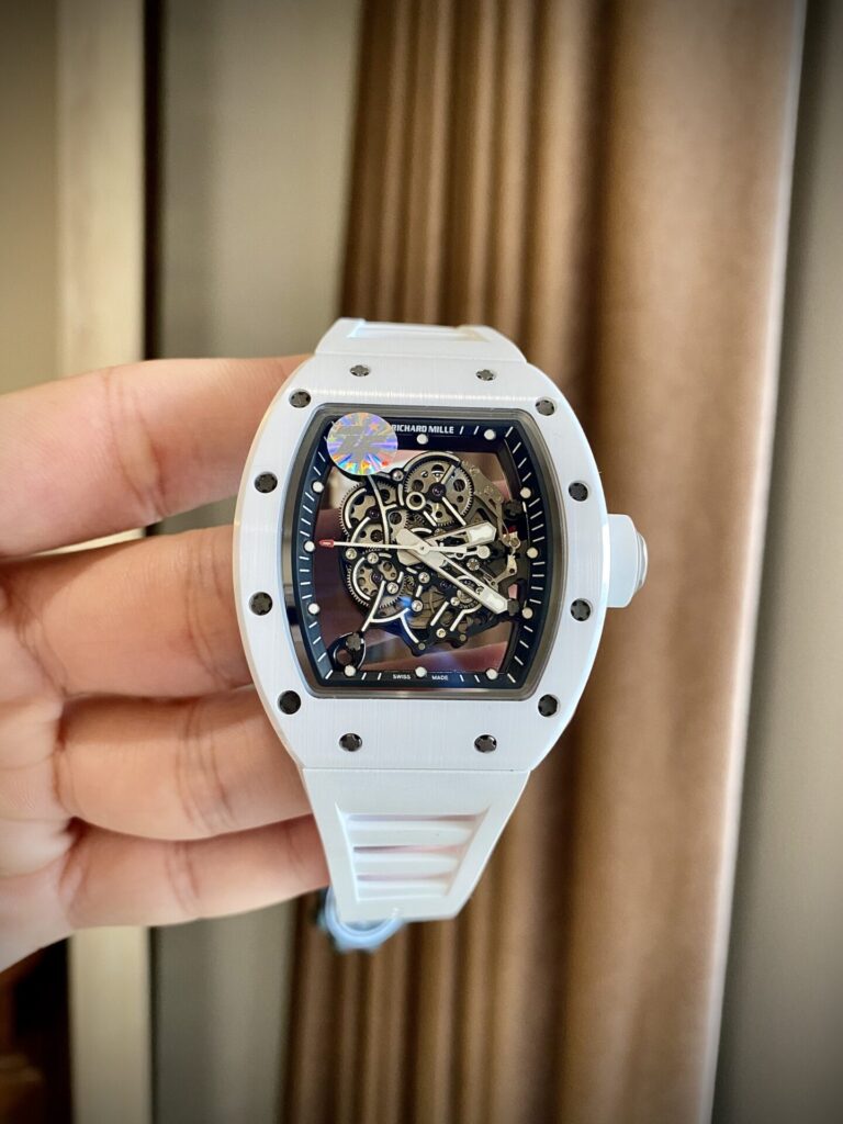 Richard Mille RM055 45mm White Ceramic (ZF Super Clone) on Rubber Strap