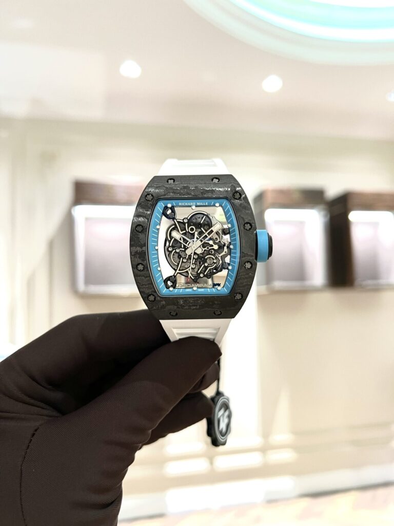 Richard Mille RM055 45mm Carbon (Super Clone) White Rubber Strap