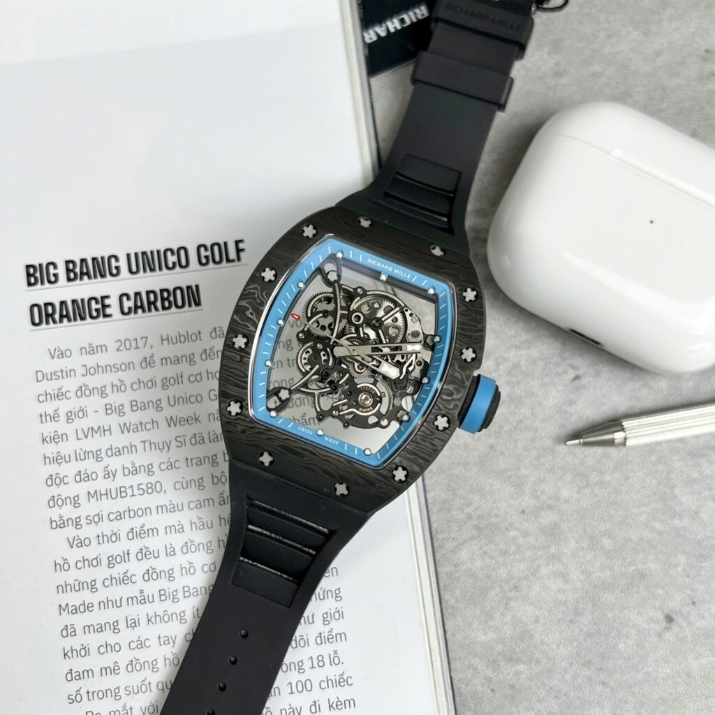 Richard Mille RM055 45mm Full Carbon Case (Super Clone) on Rubber Strap