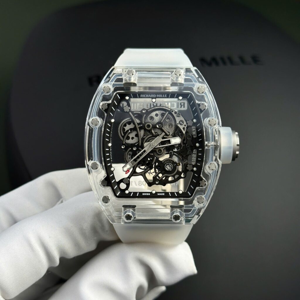 Richard Mille RM055 45mm Sapphire Crystal (Super Clone) Rubber Strap