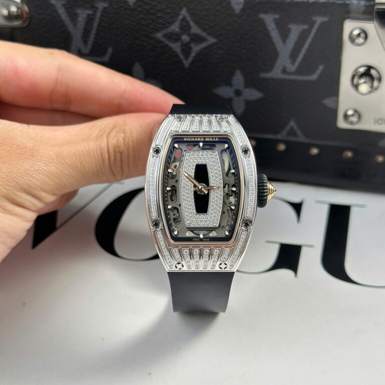 Richard Mille RM07-01 36mm (ZF Best Super Clone) Diamonds on Black Rubber Strap