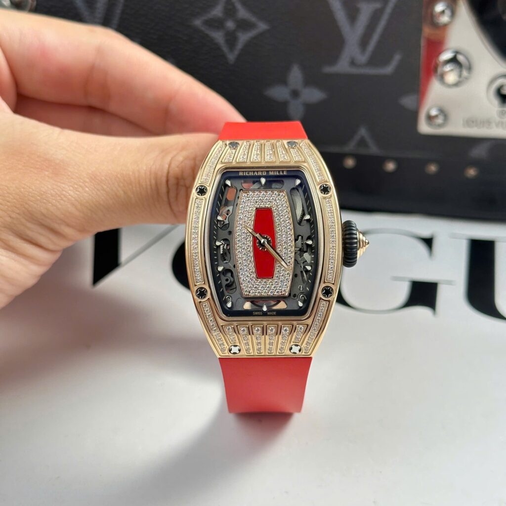 Richard Mille RM07-01 36mm (ZF Factory Best Edition) Diamonds on Red Rubber Strap