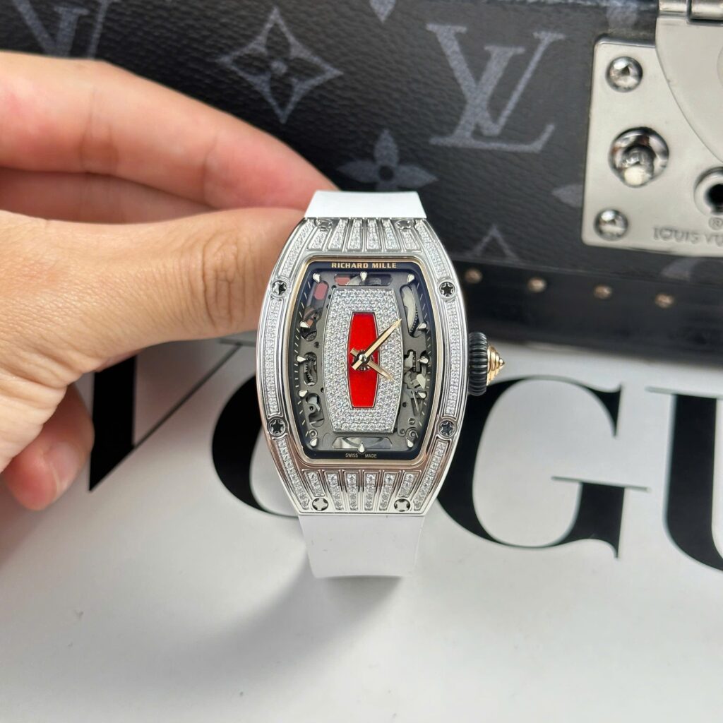 Richard Mille RM07-01 36mm (ZF Factory Best Replica) Diamonds on White Rubber Strap