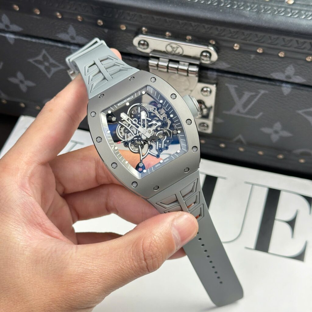 Richard Mille RM055 Bubba Watson 42.7×49.9mm Grey Ceramic (ZF Best Super Clone) on Rubber Strap