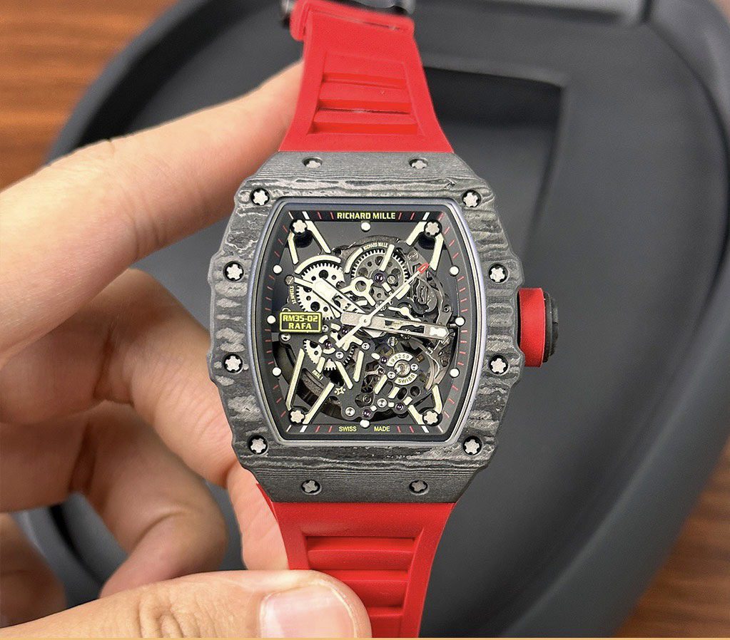 Richard Mille RM35-02 44mm (Skeleton) Red Rubber Strap – 1:1 Best Edition