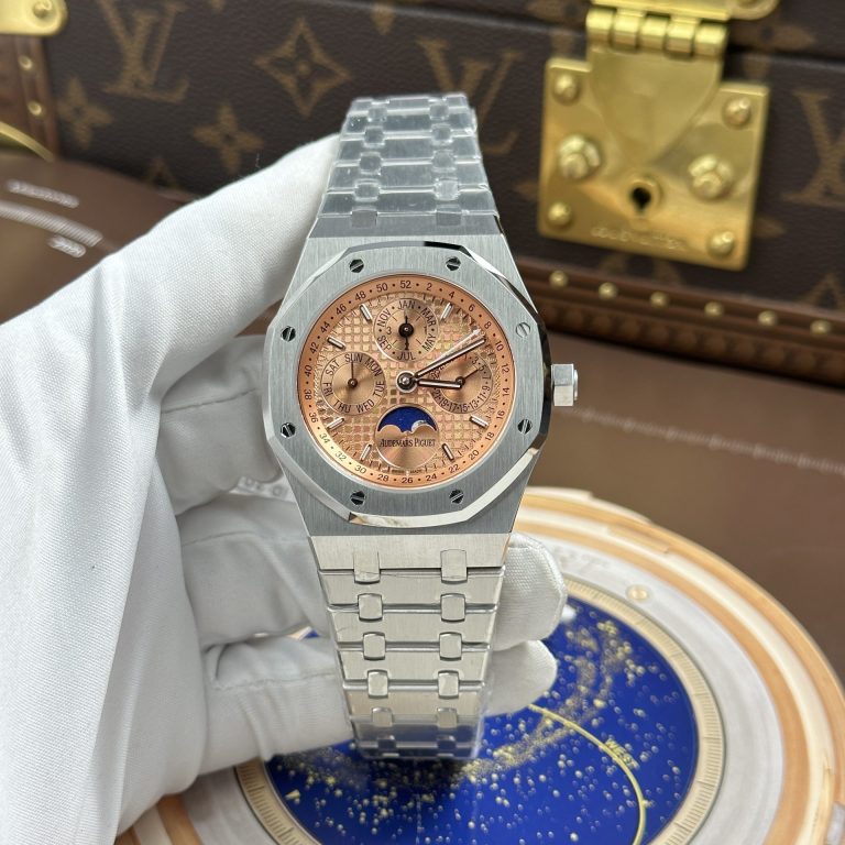 Audemars Piguet Royal Oak Perpetual Calendar 26615TI (Super Clone) 41mm Titanium – Salmon Dial with Titanium Bracelet