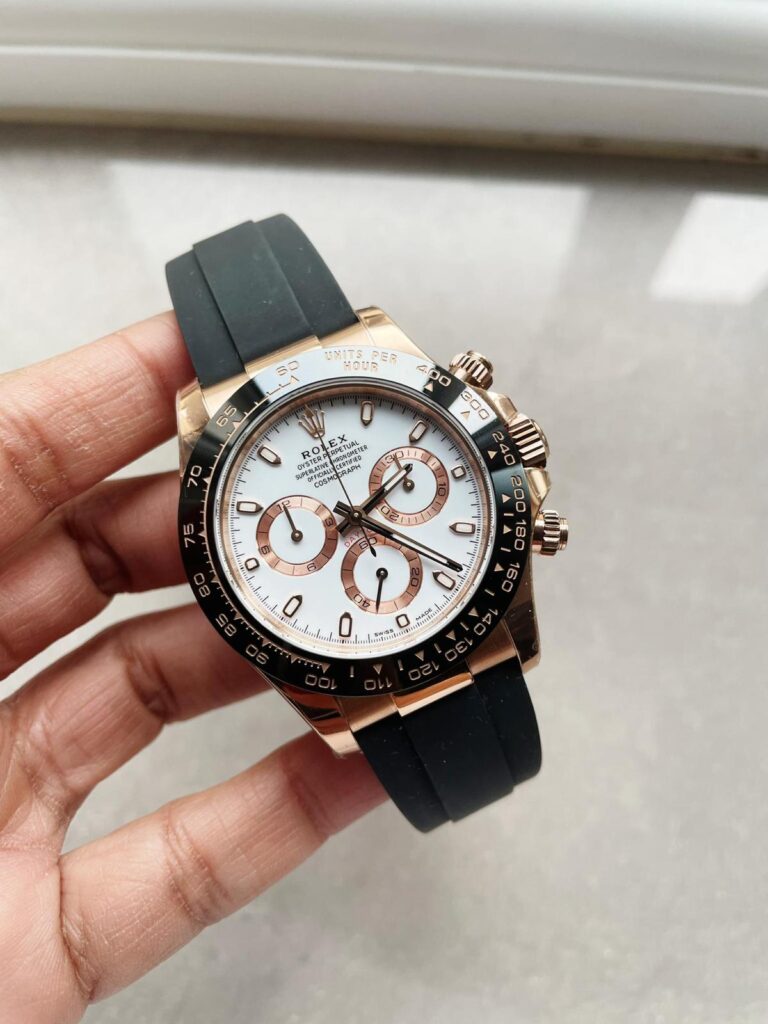 Rolex Daytona 116515 RG (BTF 1:1 Best Edition) White Dial on Oysterflex Rubber Strap – SA4130 Super Clone