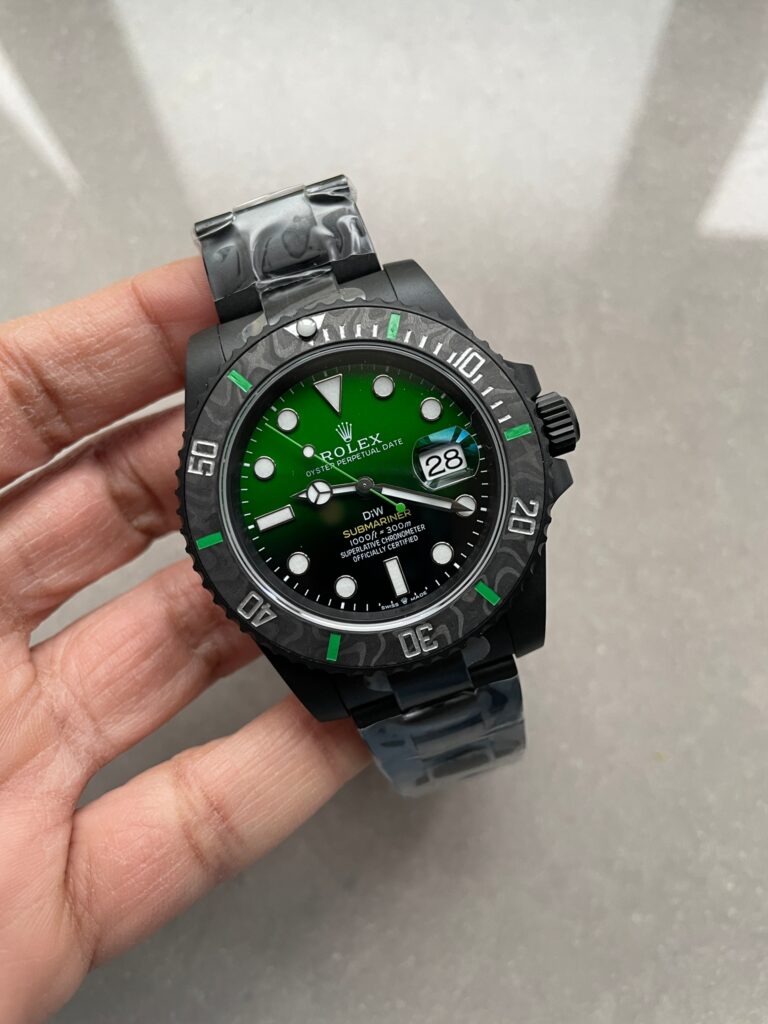 Rolex Submariner DIW “Parakeet” 40mm Black DLC (VSF 1:1 Best Edition) Black/Green Dial on DLC Bracelet – VS3135 Super Clone