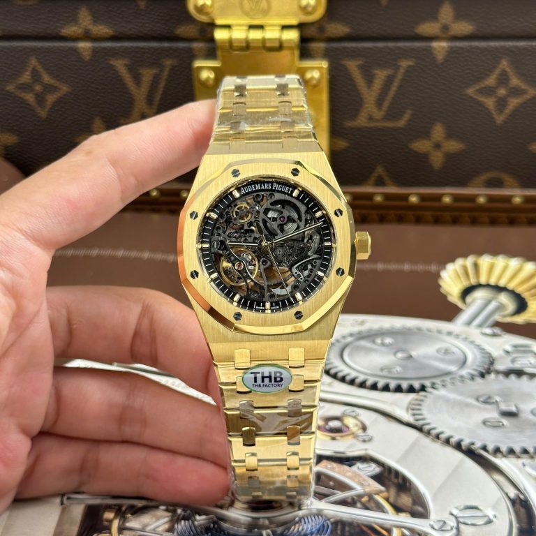 Audemars Piguet Royal Oak Openworked Yellow 15407 41mm SS (THB Factory Super Clone) Skeleton Dial – AP 4101 Automatic