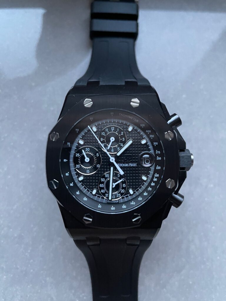 Audemars Piguet Royal Oak Offshore Chronograph 44mm CER (APF A3126 Mod Super Clone) Black Dial on Rubber Strap
