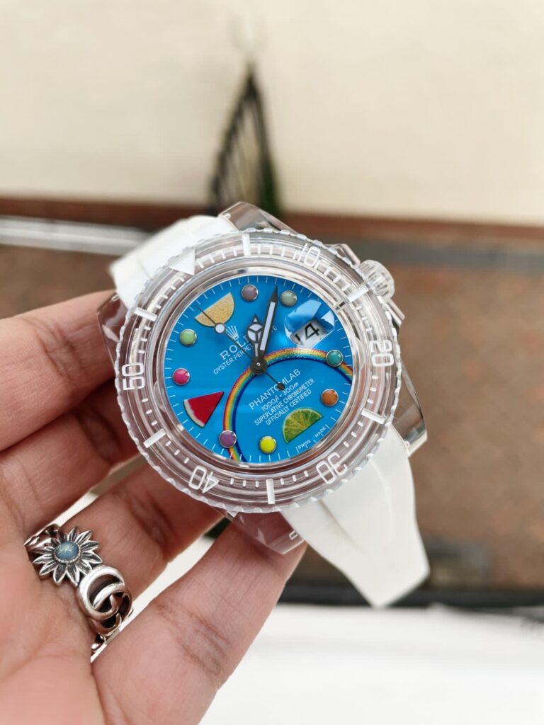 Rolex Submariner Phantomlab 40mm SS (5GF Best Edition) Blue Fruit Dial on White Rubber Strap – VR3135 Super Clone