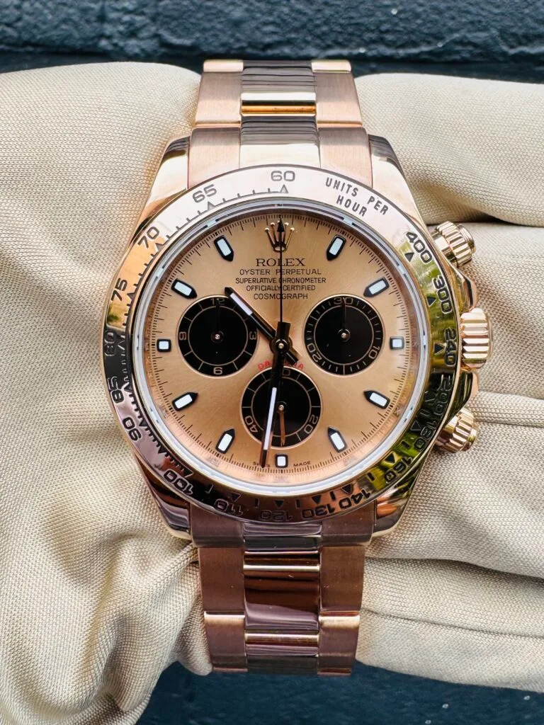 Rolex Daytona 116505 40mm 904L RG (VF 1:1 Best Edition) Rose Gold Dial with Black Subdials on 904L RG Bracelet – DD4130 Super Clone