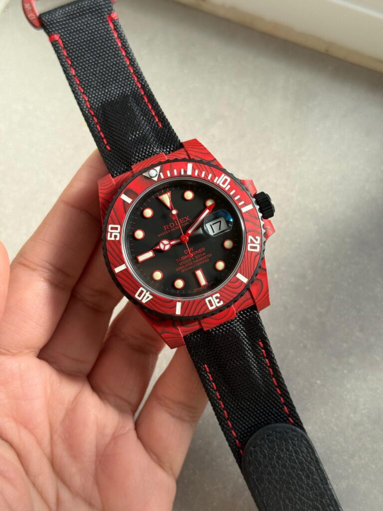 Rolex Submariner DIW Red Carbon 40mm SS (VSF 1:1 Best Edition) Black Dial on Black Nylon Strap – VS3135 Super Clone