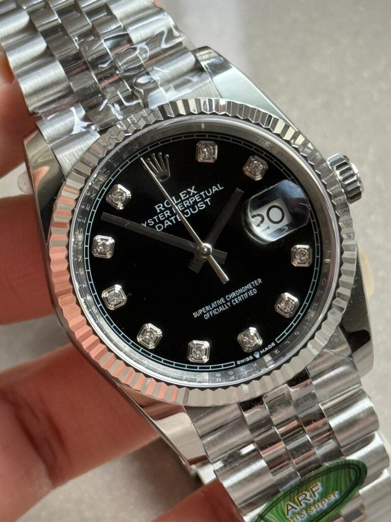 Rolex DateJust 36 126233 SS (ARF 1:1 Best Edition) Black Diamonds Dial on Jubilee Bracelet – Caliber SH3235 Super Clone