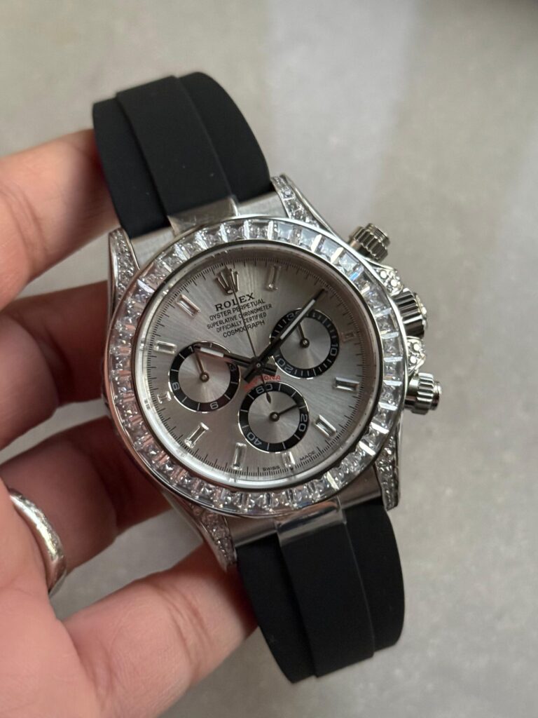 Rolex Daytona Custom 4131 (Super Clone) Moissanite Diamond Dial on Oysterflex Bracelet – Automatic Movement