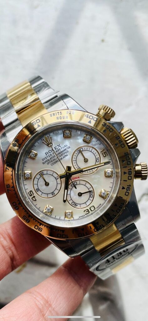 Rolex Daytona 116503 40mm SS & Yellow Gold (Clean 1:1 Best Edition) Real Mother of Pearl Diamond Dial on Two Tone Yellow Gold Bracelet – SA4130 Super Clone
