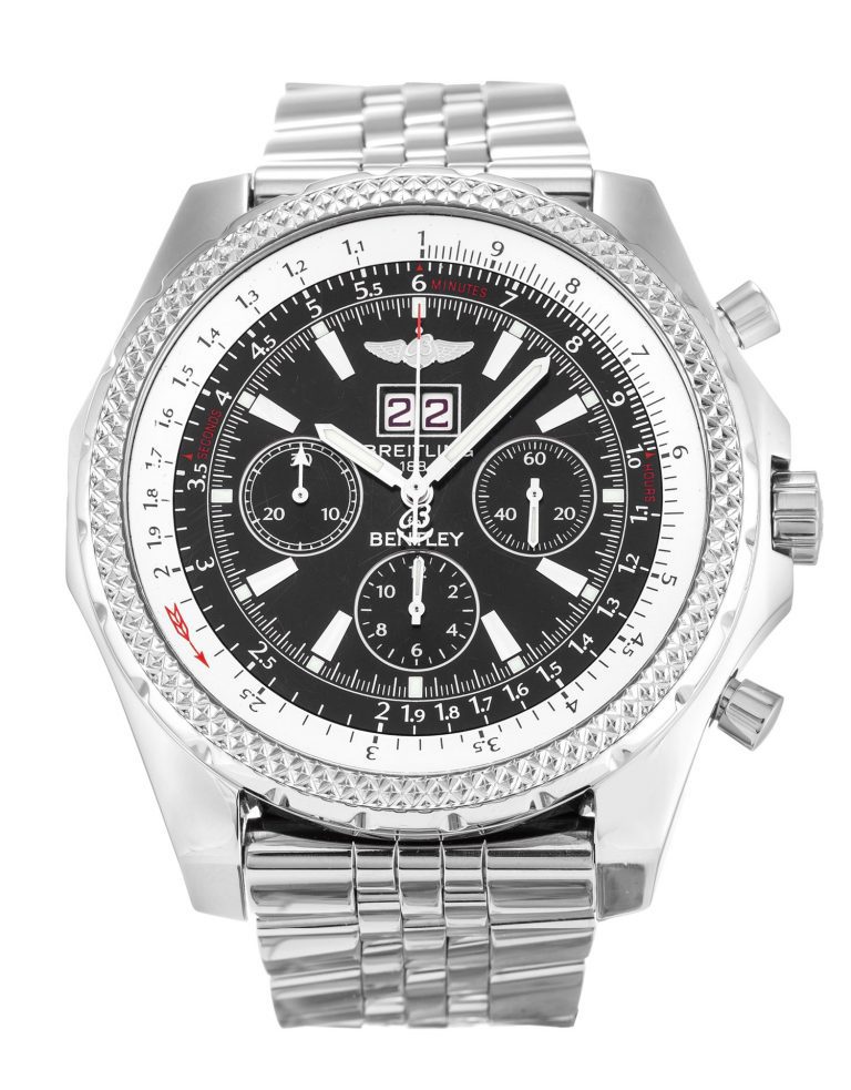 Breitling Bentley 6.75 A44362 (Super Clone) 48.7mm SS Rotatable Bezel – Silver Storm Dial on Stainless Steel Chainlink Bracelet