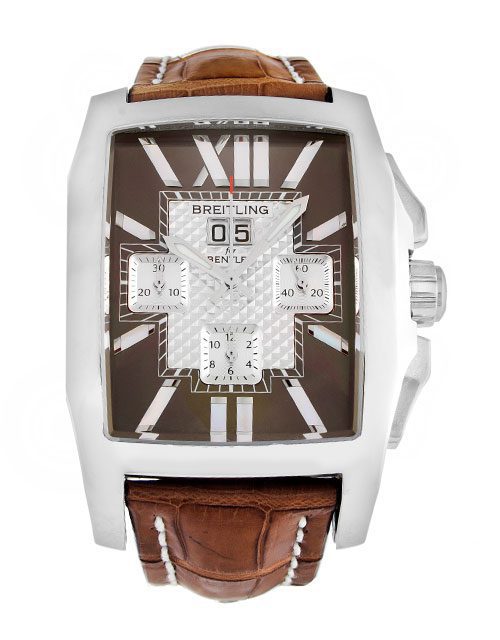 Breitling Bentley Flying B Chronograph A44365 (Super Clone) 48.7mm Stainless Steel – Black Dial with Silver Subdials on Black Leather Strap