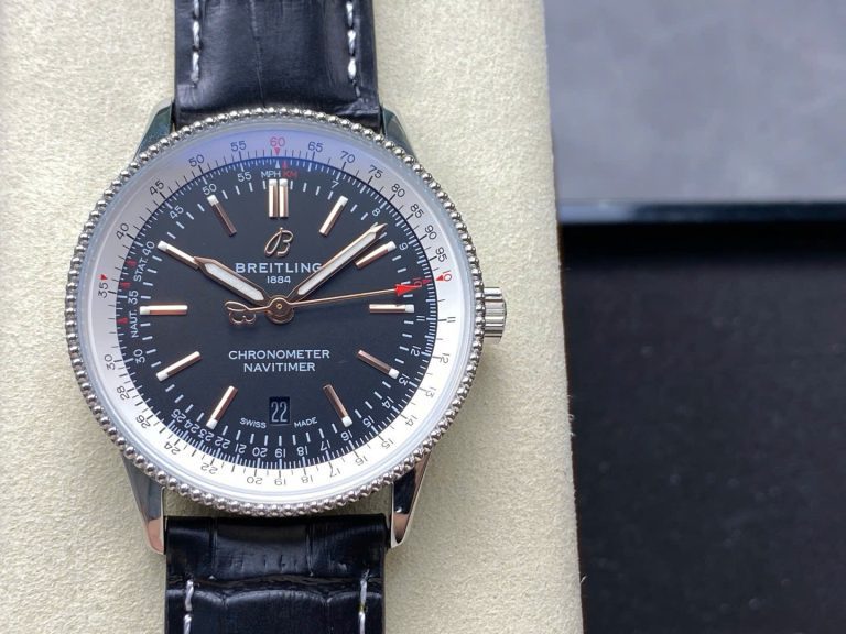 Breitling Navitimer Automatic (BLS Factory Super Clone) 41mm Stainless Steel Black Dial on Leather Strap