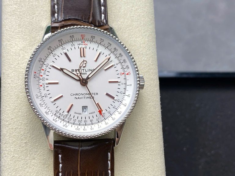 Breitling Navitimer 41mm SS (BLS Super Clone) Black Dial on Brown Leather Strap – Calibre B01 Automatic