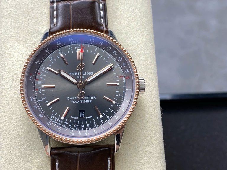 Breitling Navitimer 41mm SS (BLS Factory Super Clone) Gray Dial on Leather Strap – Breitling Calibre B01